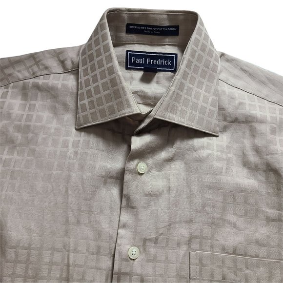 Paul Frederick Two Ply Cotton Gold Button Down Shirt Size 14.5  - 32 - Picture 4 of 10